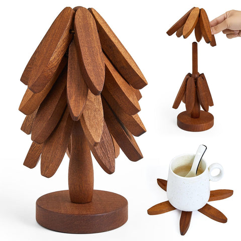 Salvamantel YUEXINKJ de madera nogal con soporte, protección frente al calor