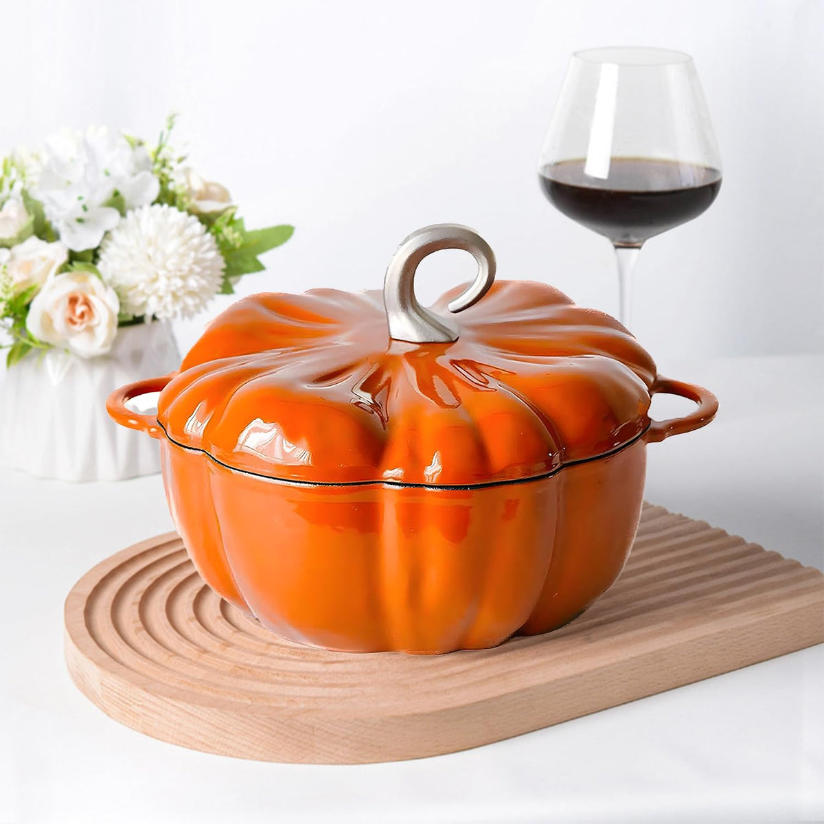Cazuela Yuidirtu calabaza esmaltada 4qt para cocinar rápido.