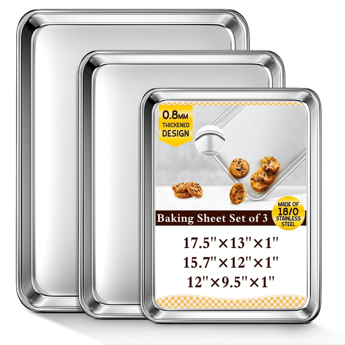 Bandejas Yuiicaov de tres piezas, gran capacidad para galletas