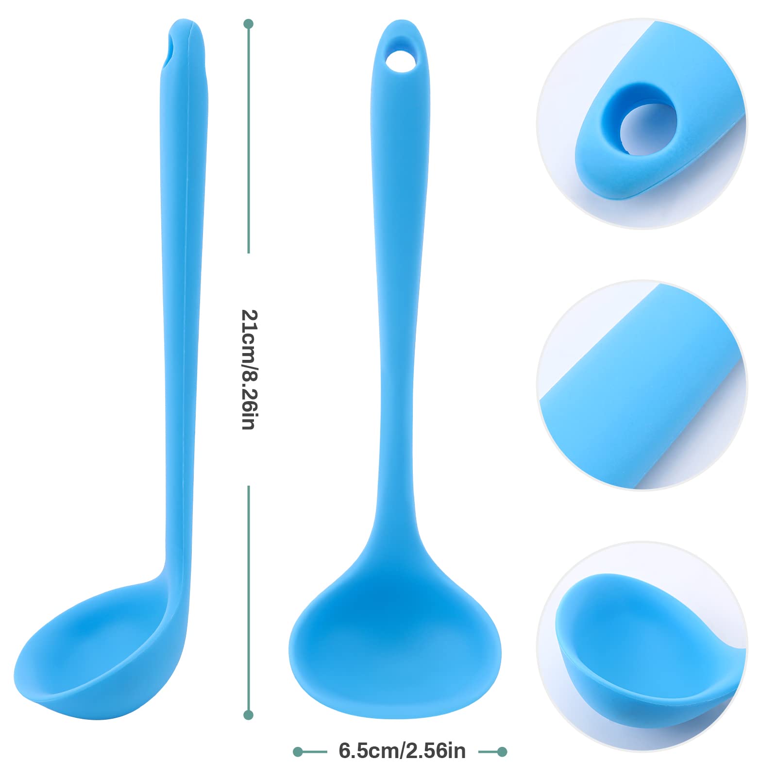 Cucharas de silicona YuLohass azul para remover guisos sin pegar