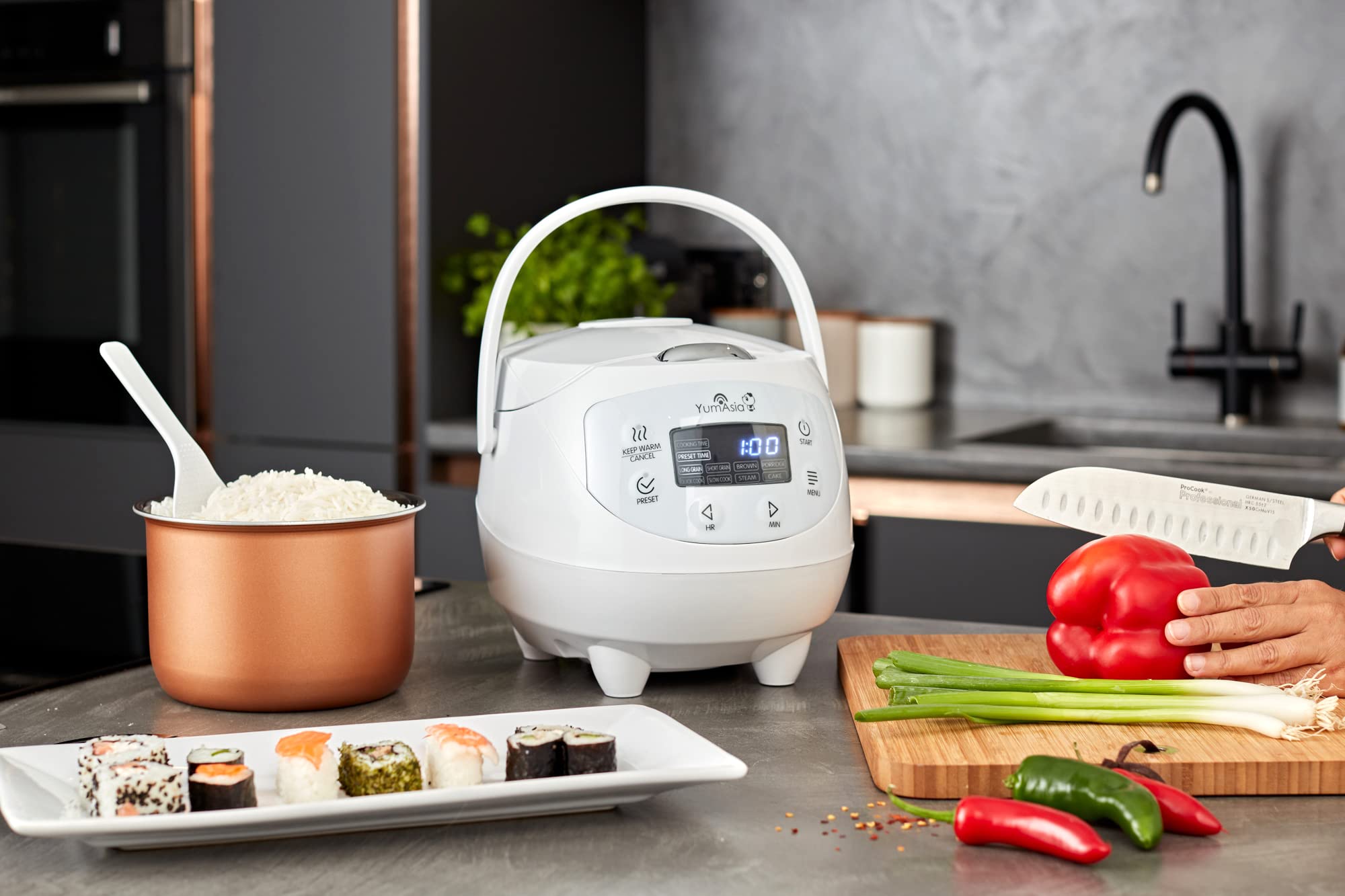 Panda Mini Yum Asia con 4 funciones de arroz y 4 multicocina para diversidad.