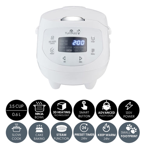 Panda Mini Yum Asia con interfaz LED, control sencillo para funciones múltiples.