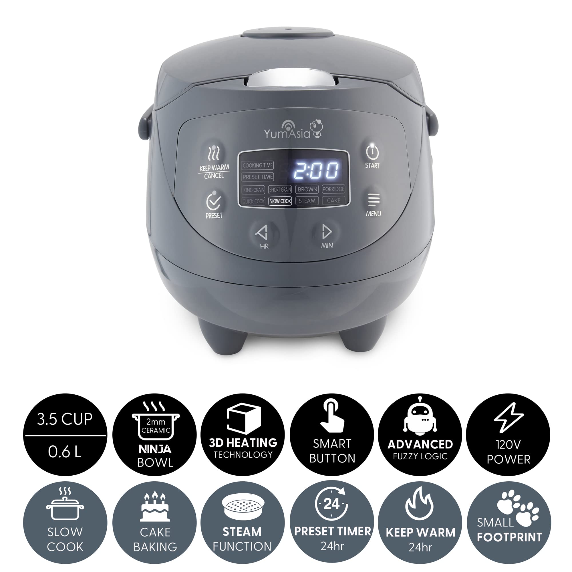Panda Mini con pantalla LED clara para controlar la cocción fácilmente.