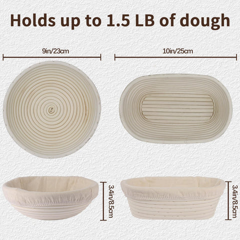 Cesta Banneton ovalada Yumatouch de 10 pulgadas para panes artesanales.