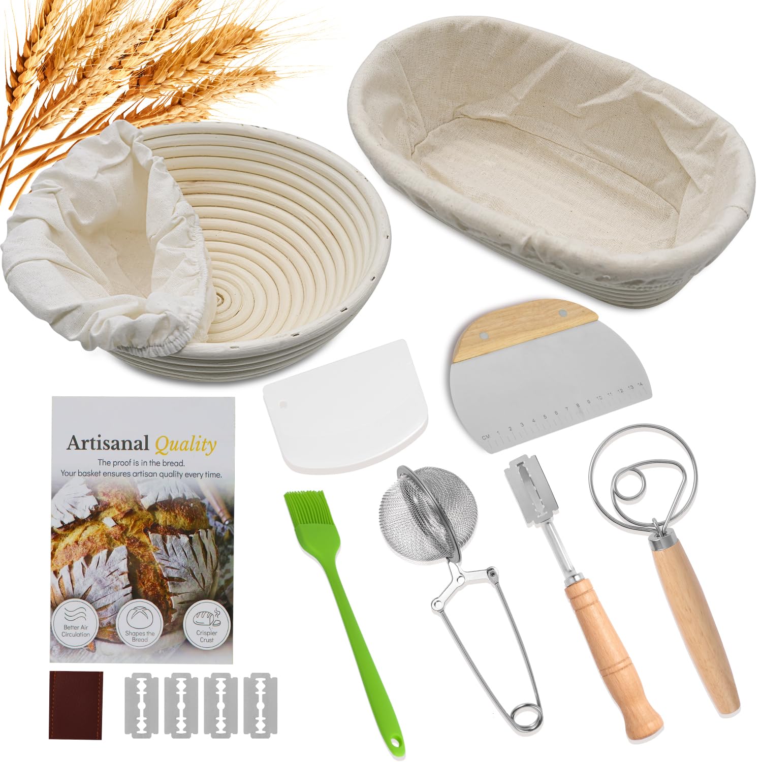 Cesta de fermentación Yumatouch redonda de 9 pulgadas para dar forma y crujiente al pan.