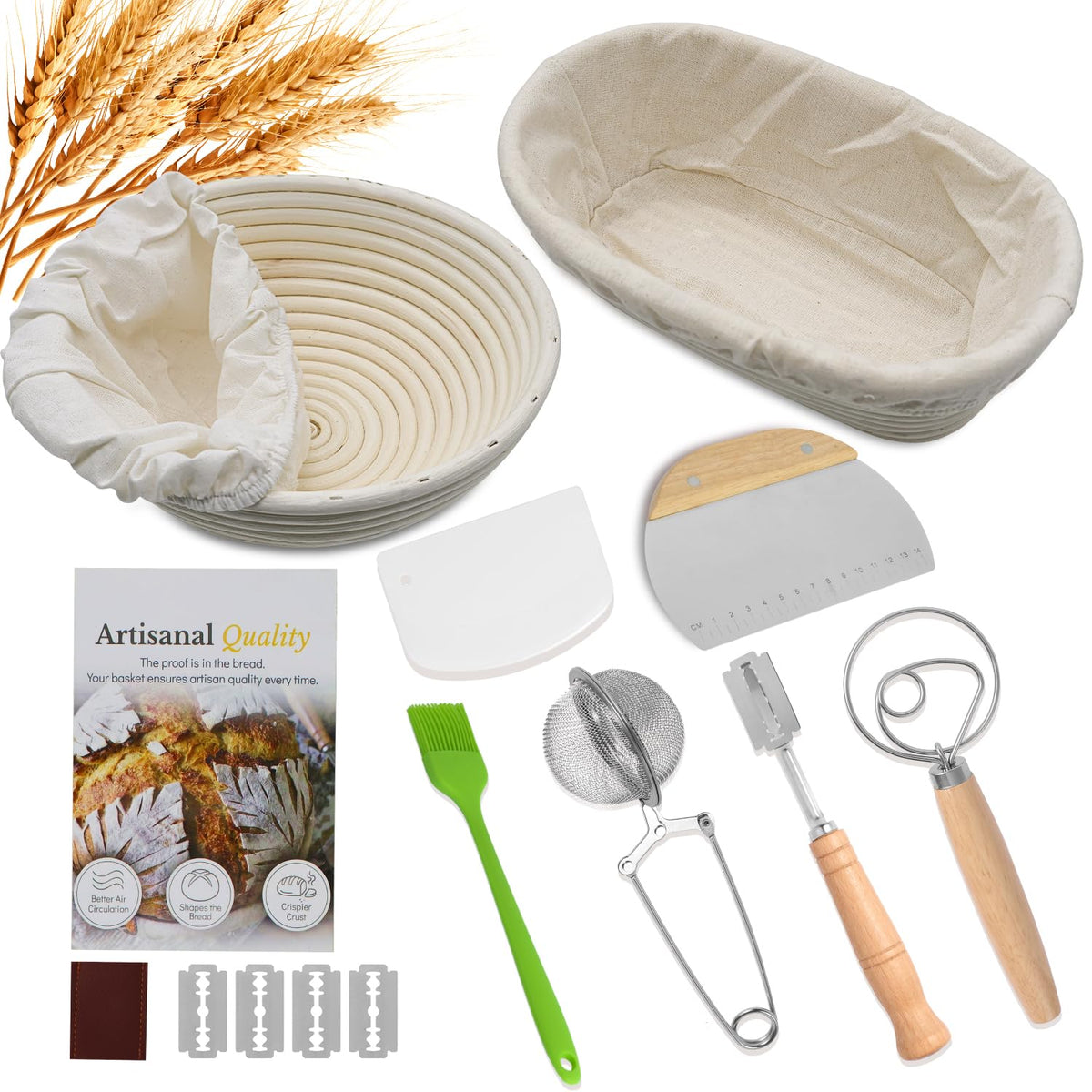 Cesta de fermentación Yumatouch redonda de 9 pulgadas para dar forma y crujiente al pan.