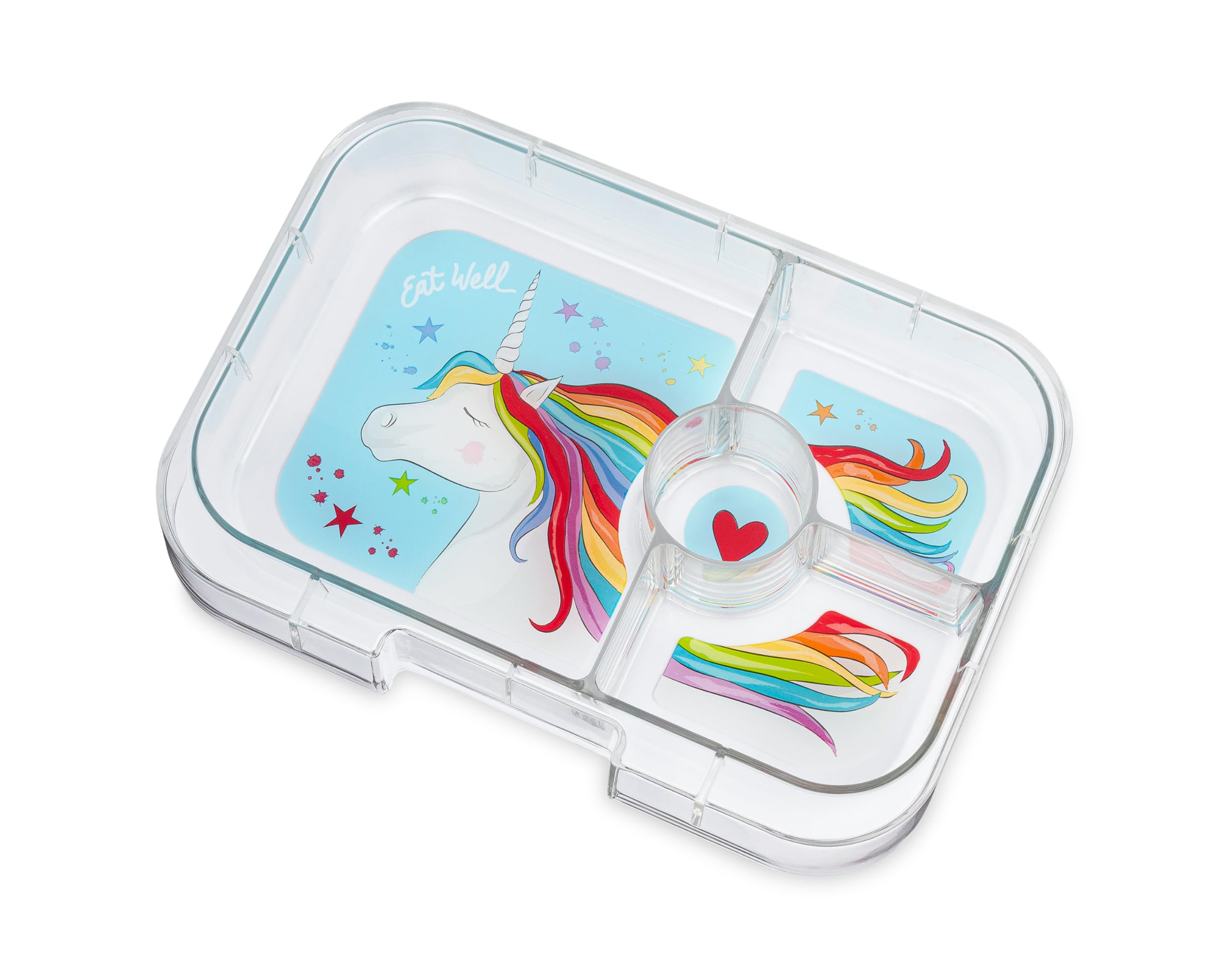 Yumbox Panino Lavanda Unicornio mantiene contenido fresco con hielo externo.