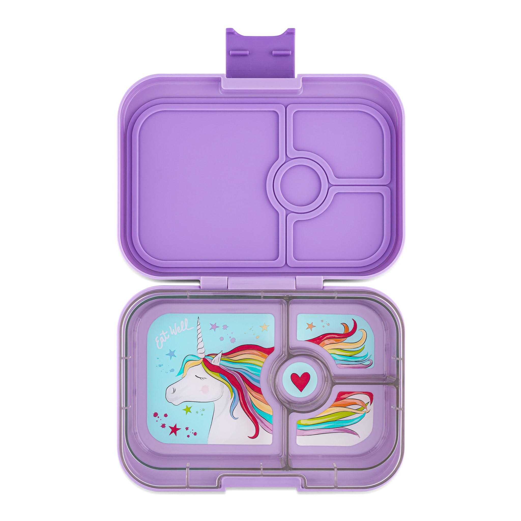 Yumbox Panino Lavanda Unicornio, vista frontal; almuerzos prácticos y coloridos.