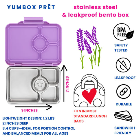 Yumbox Prêt con pestillo de apertura fácil para acceso sencillo a la comida.