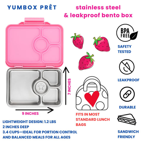 Tapa con cierre seguro de Yumbox Pret para evitar derrames.