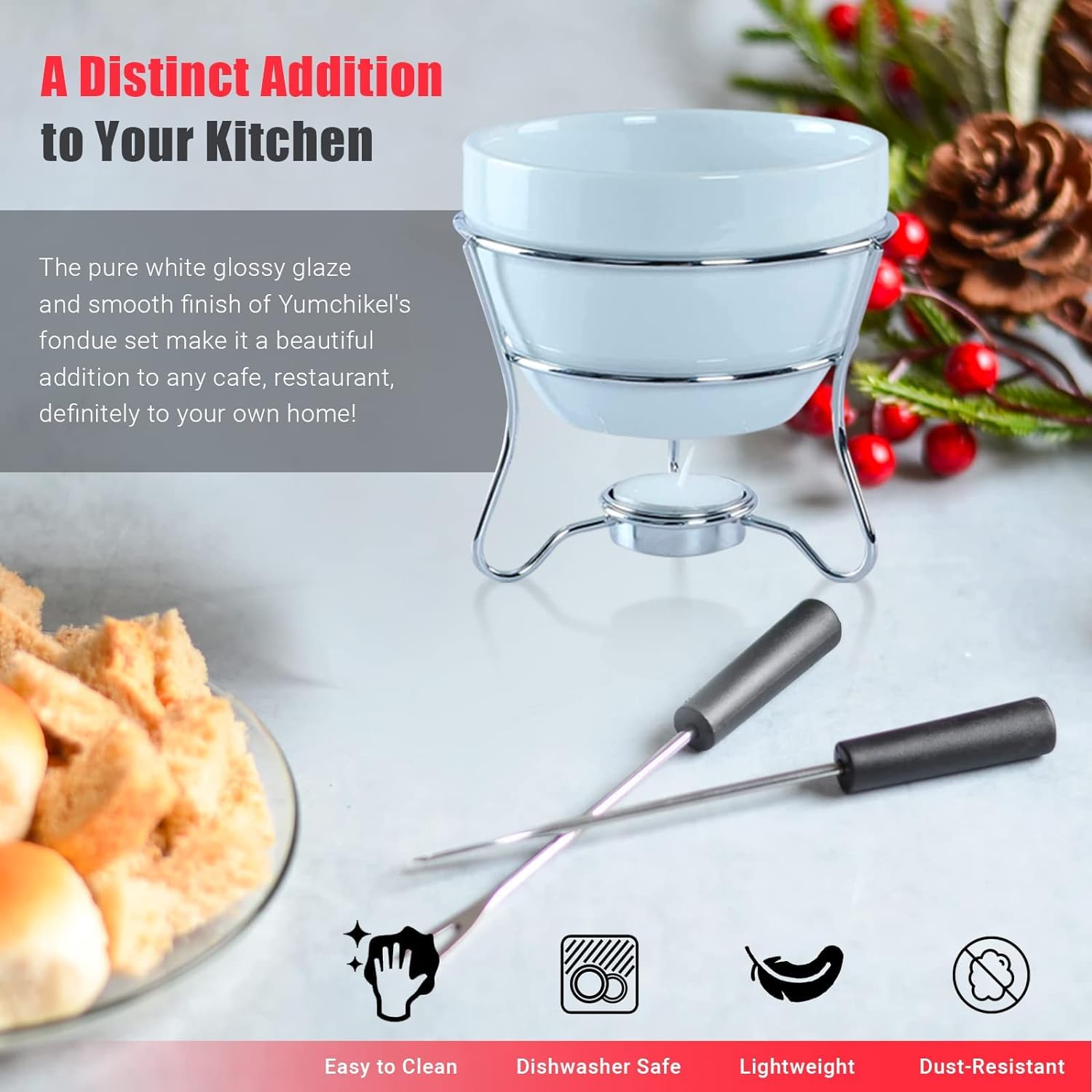 Yumchikel soporte calor vela inox, base estable para mantener caliente.