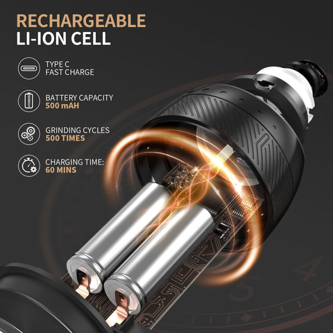 Yumcook molinillo sal y pimienta, carga USB-C para uso sostenible.