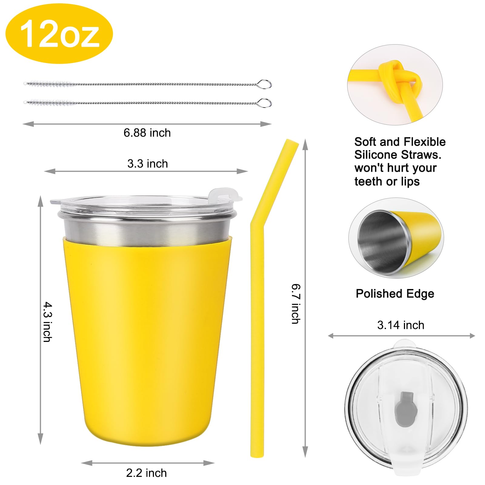 Tapa 2 en 1 con pajita de silicona de Yummy Sam para beber y sorber sin derrames.