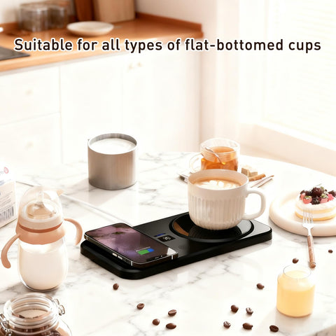 YumSur Taza Calentador Inalámbrico, puerto de carga tipo C para tu teléfono.
