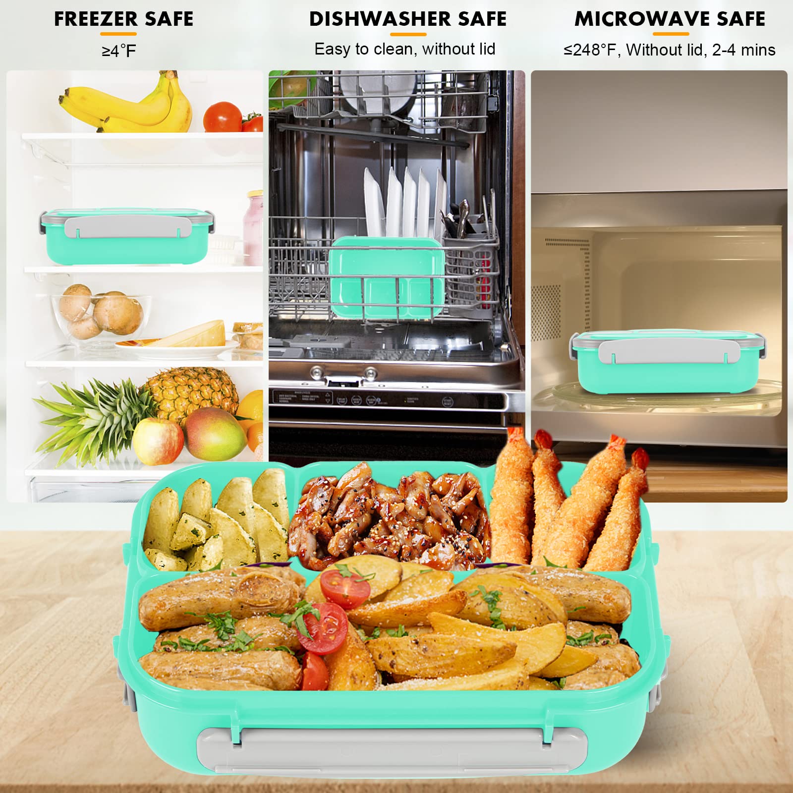 Yumuk Bento apto para microondas y lavavajillas, retiro de la tapa recomendado.