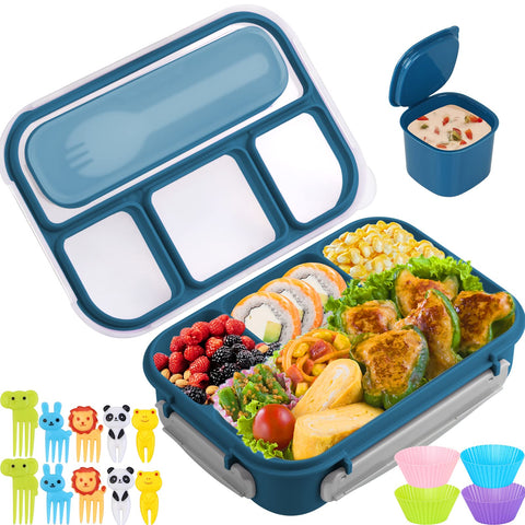 Yumuk Bento Box con cuatro compartimentos para porciones equilibradas.
