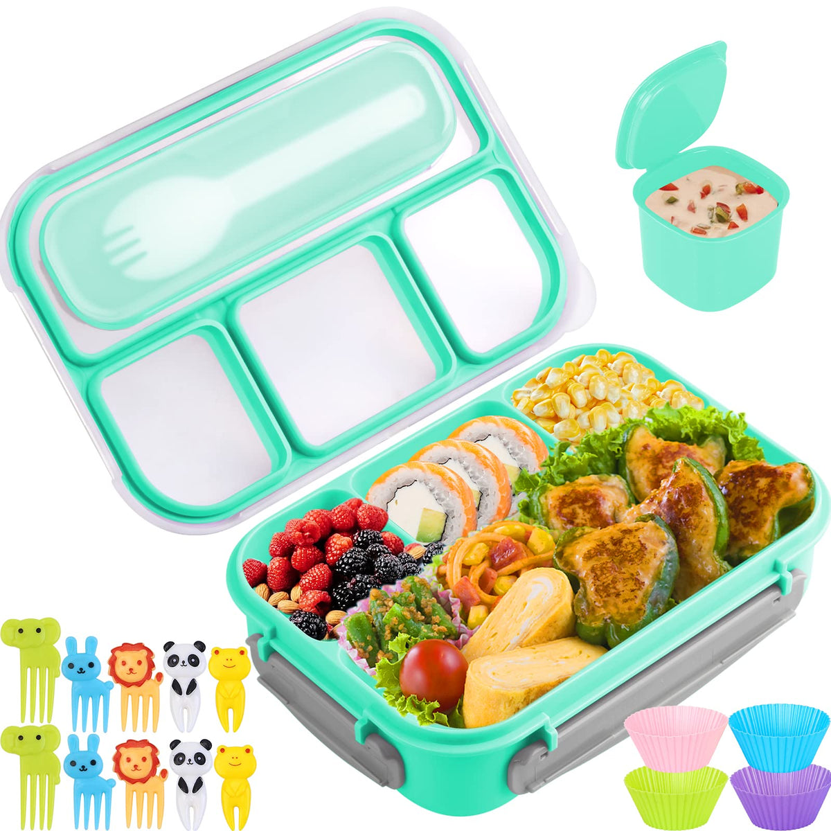Yumuk Bento 1300ml con 4 compartimentos para almuerzos equilibrados.