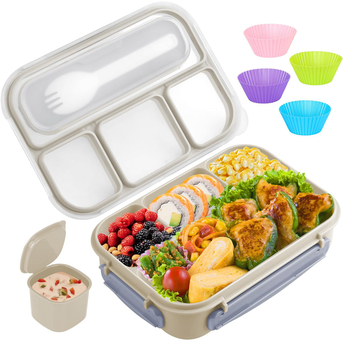Yumuk Bento: caja de almuerzo con 4 compartimentos para porciones equilibradas.