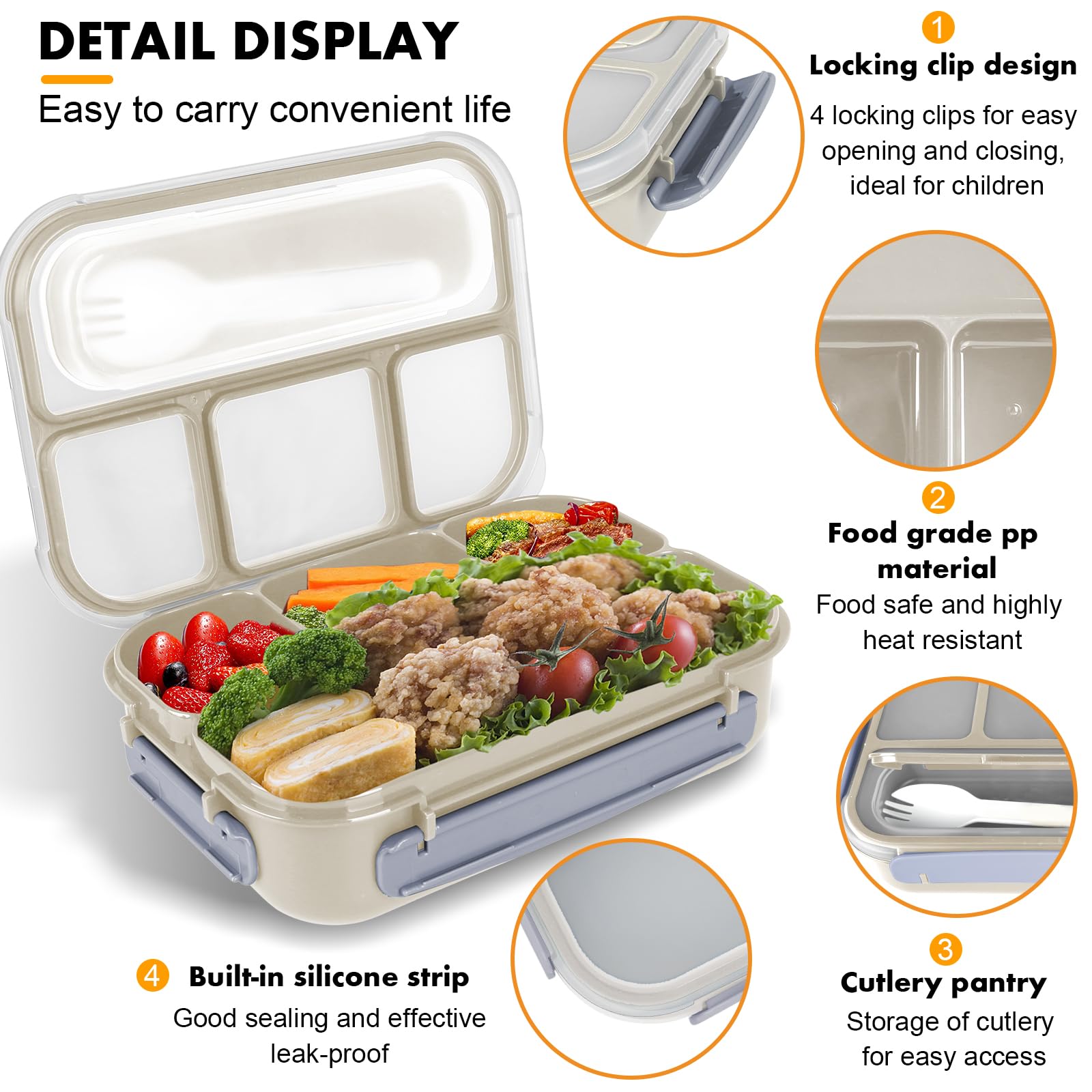 Yumuk Bento: plástico PP de grado 5, seguro para alimentos.