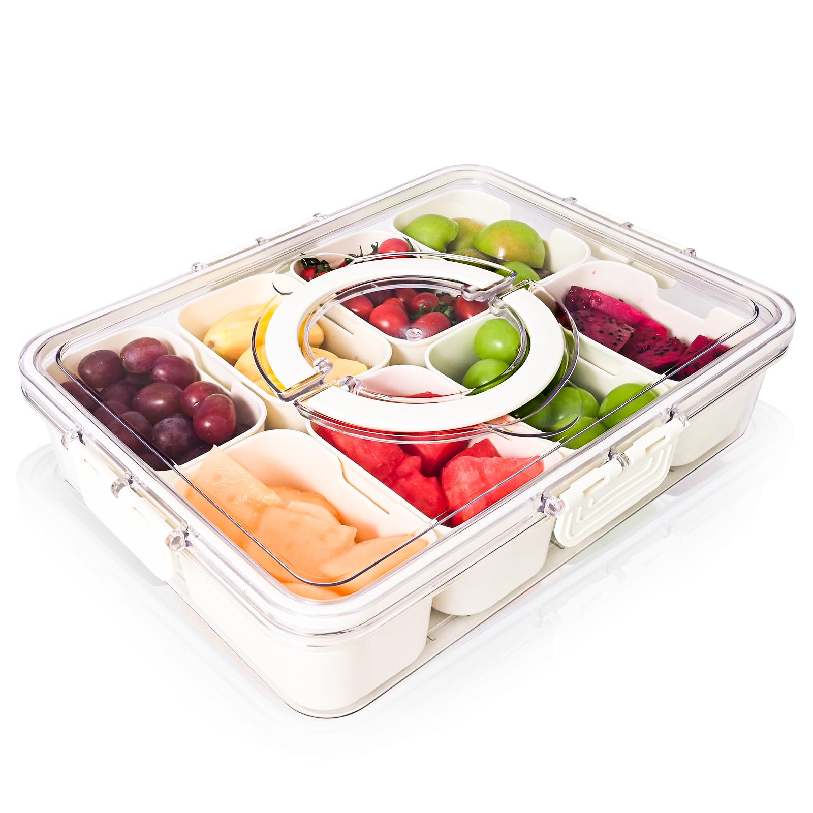 YUMUN Snackle con 8 compartimentos, ideal para ordenar snacks y frutas.