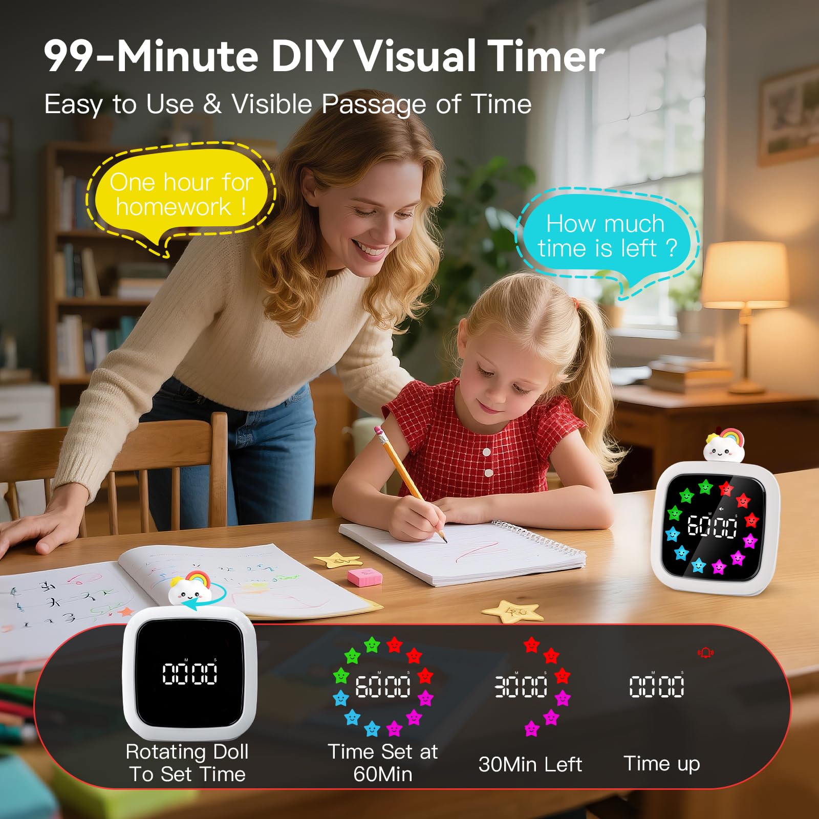 Yunbaoit con pantalla de color personalizable para ritmo visual y motivación diaria.