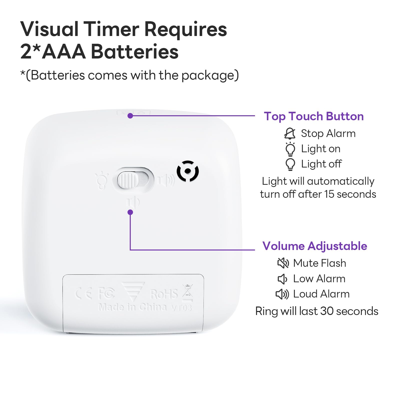 Yunbaoit temporizador visual con alertas de audio para diferentes espacios.