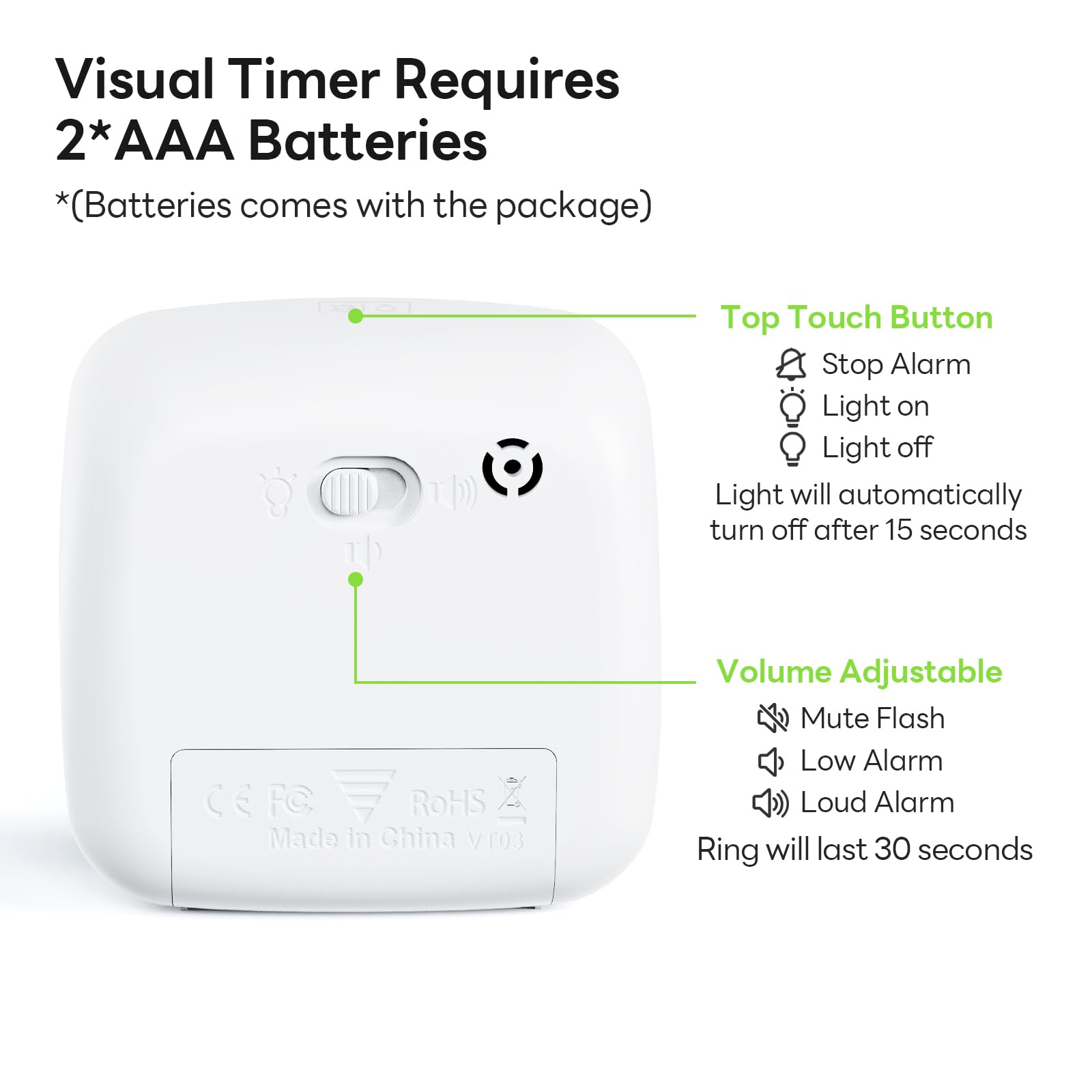 Temporizador visual Yunbaoit sin tic tac ideal para concentración sin ruidos.