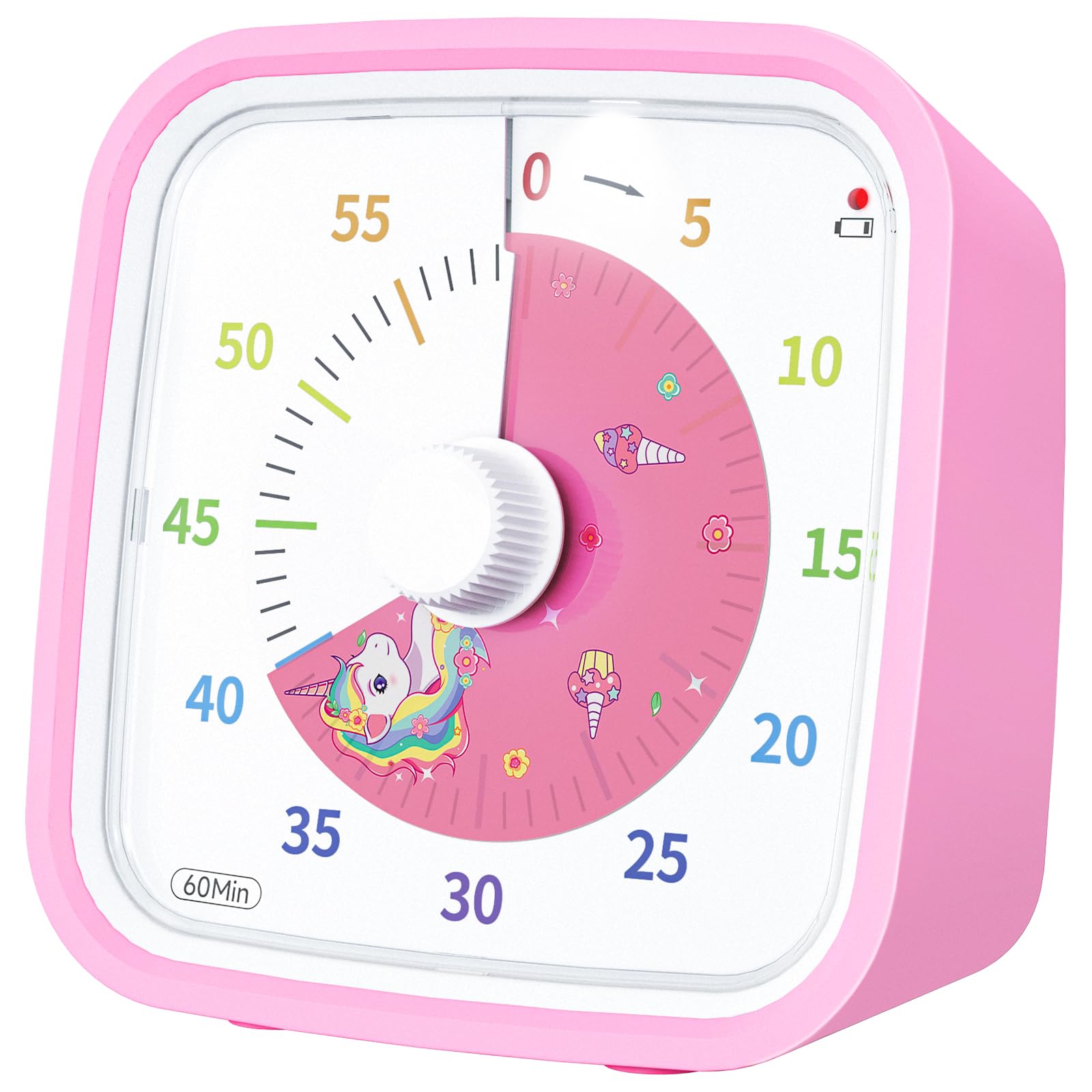 Yunbaoit temporizador visual unicornio disco 60 minutos rosa para gestión del tiempo