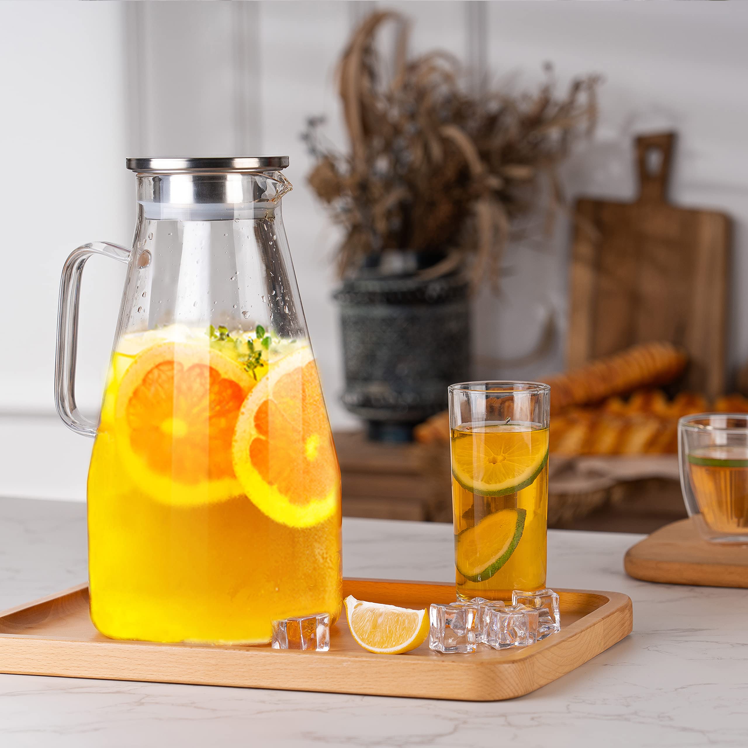 Jarra de borosilicato YUNCANG resiste calor para uso directo en cocina.