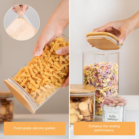 Jarras YUNCANG transparentes con tapas herméticas, apilables para ordenar la despensa.