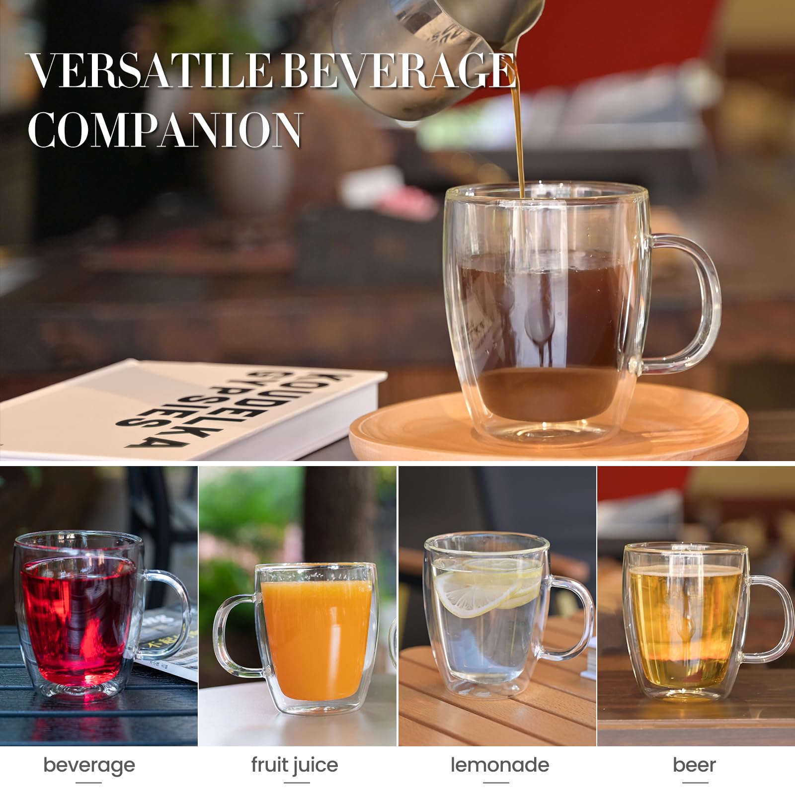 YUNCANG tazas batidos, vidrio claro para ver colores.