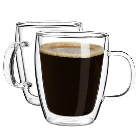 Taza YUNCANG de vidrio con doble pared, mantiene caliente y protege las manos.