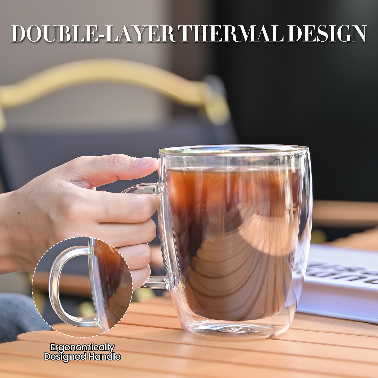 Taza YUNCANG té espresso, vidrio transparente para ver la crema.
