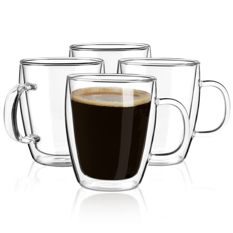 Taza YUNCANG doble pared con asa, mantiene caliente sin quemar manos.