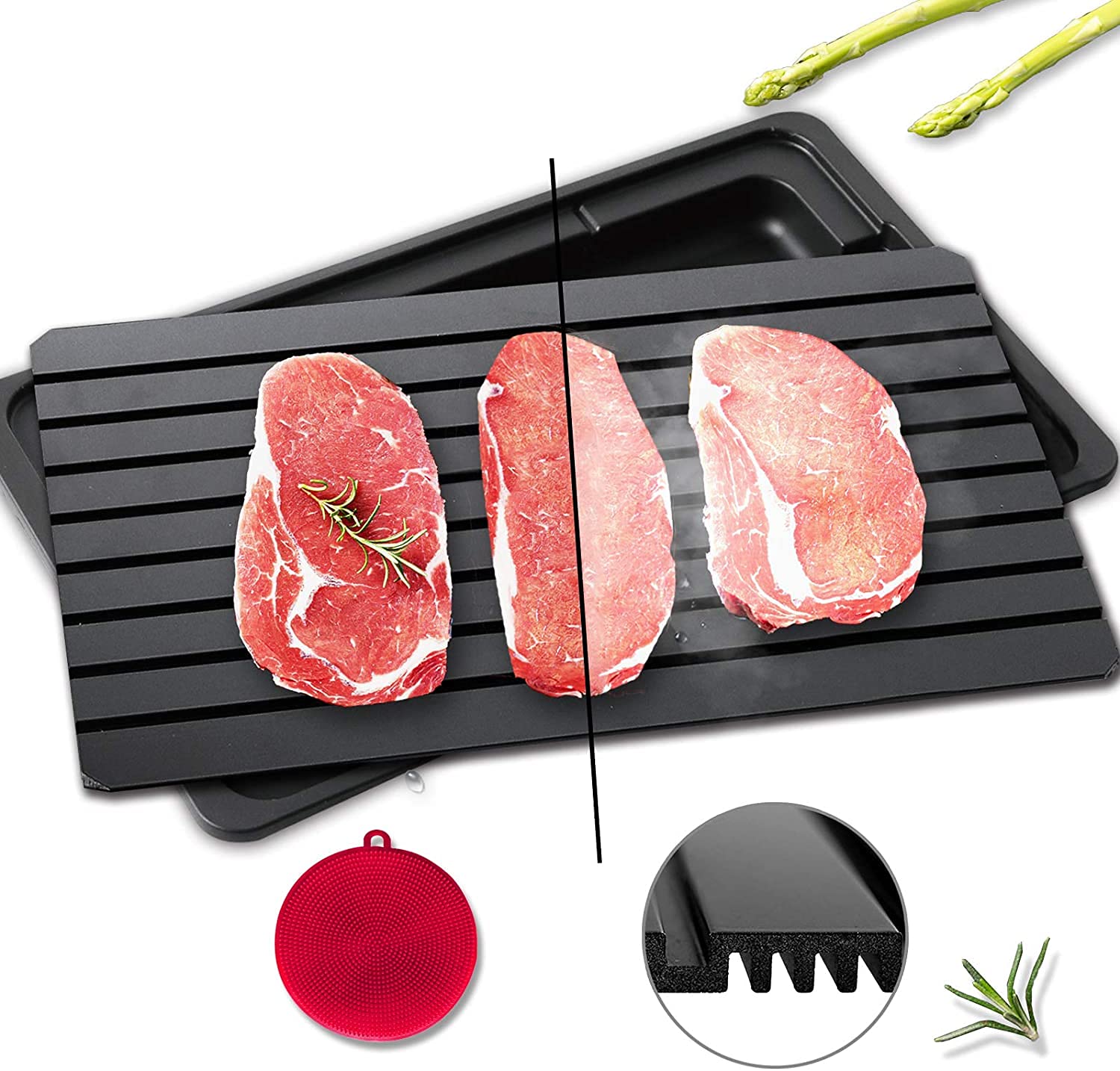 YUNDOOG bandeja descongelante 6mm descongelando carne rápidamente