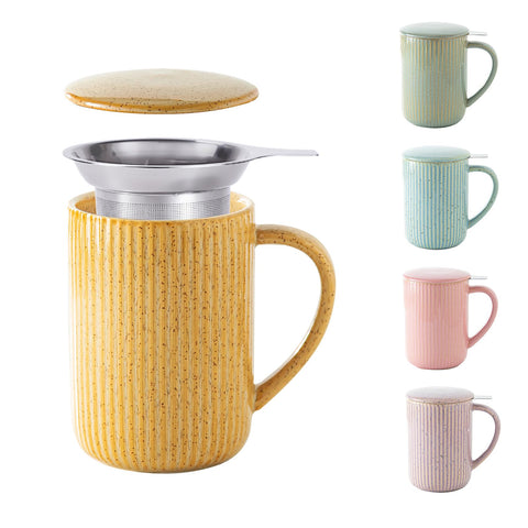 Taza Yundu cerámica flambe 470 ml, ideal para servir té caliente y abundante.