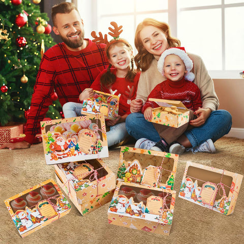 Caja yunhuatdm con ventana diseño muñeco de nieve, ideal para pasteles miniatura