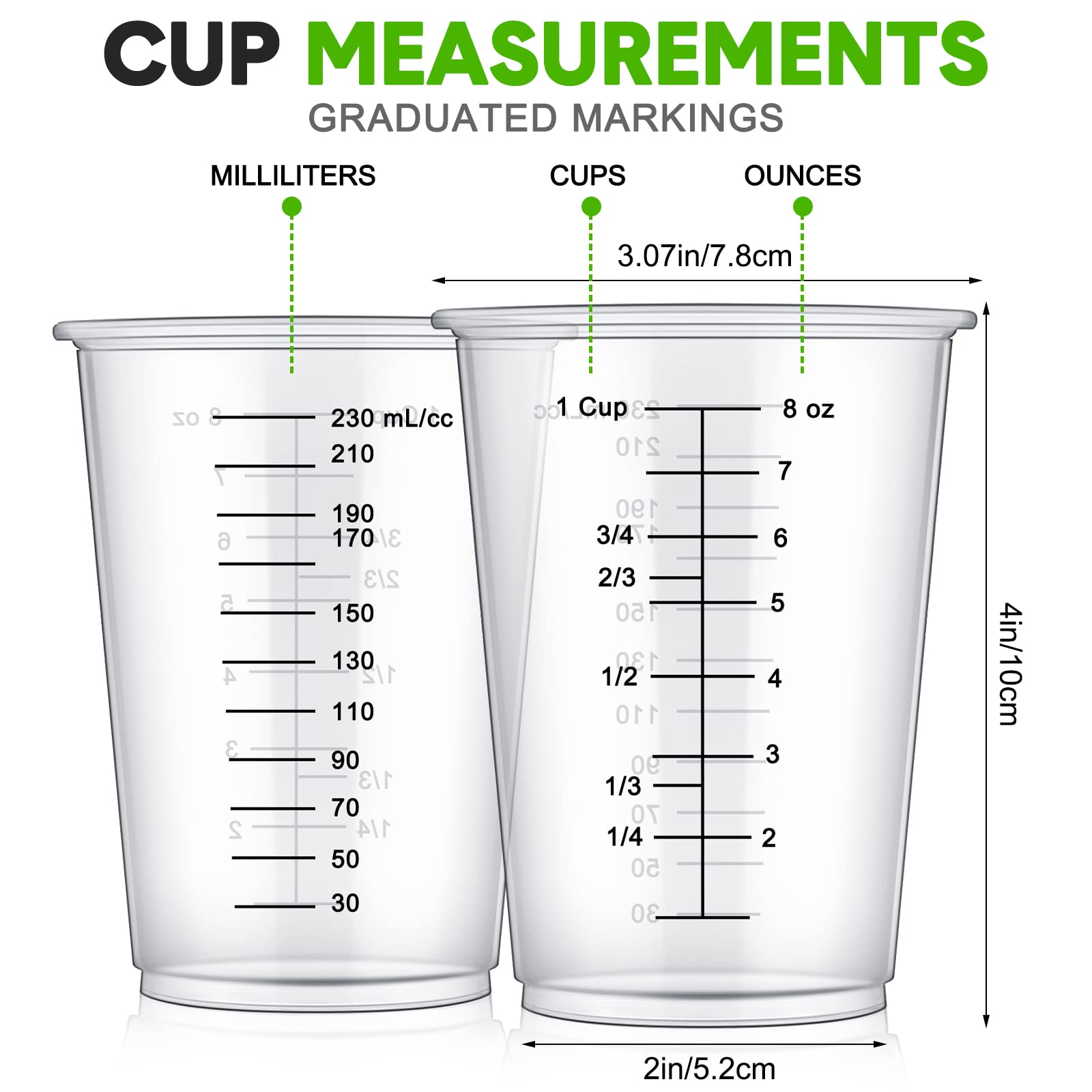 Tazas medidoras Yunsailing con escalas claras y precisas para mezclar pinturas y resinas.