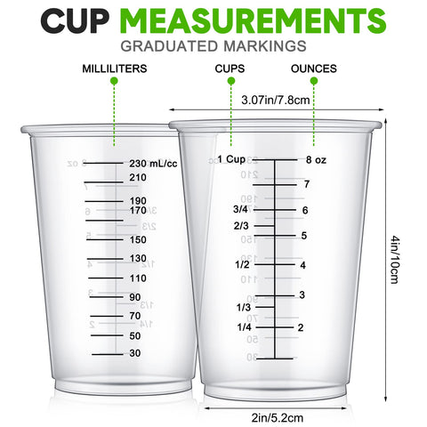 Tazas medidoras Yunsailing con escalas claras y precisas para mezclar pinturas y resinas.