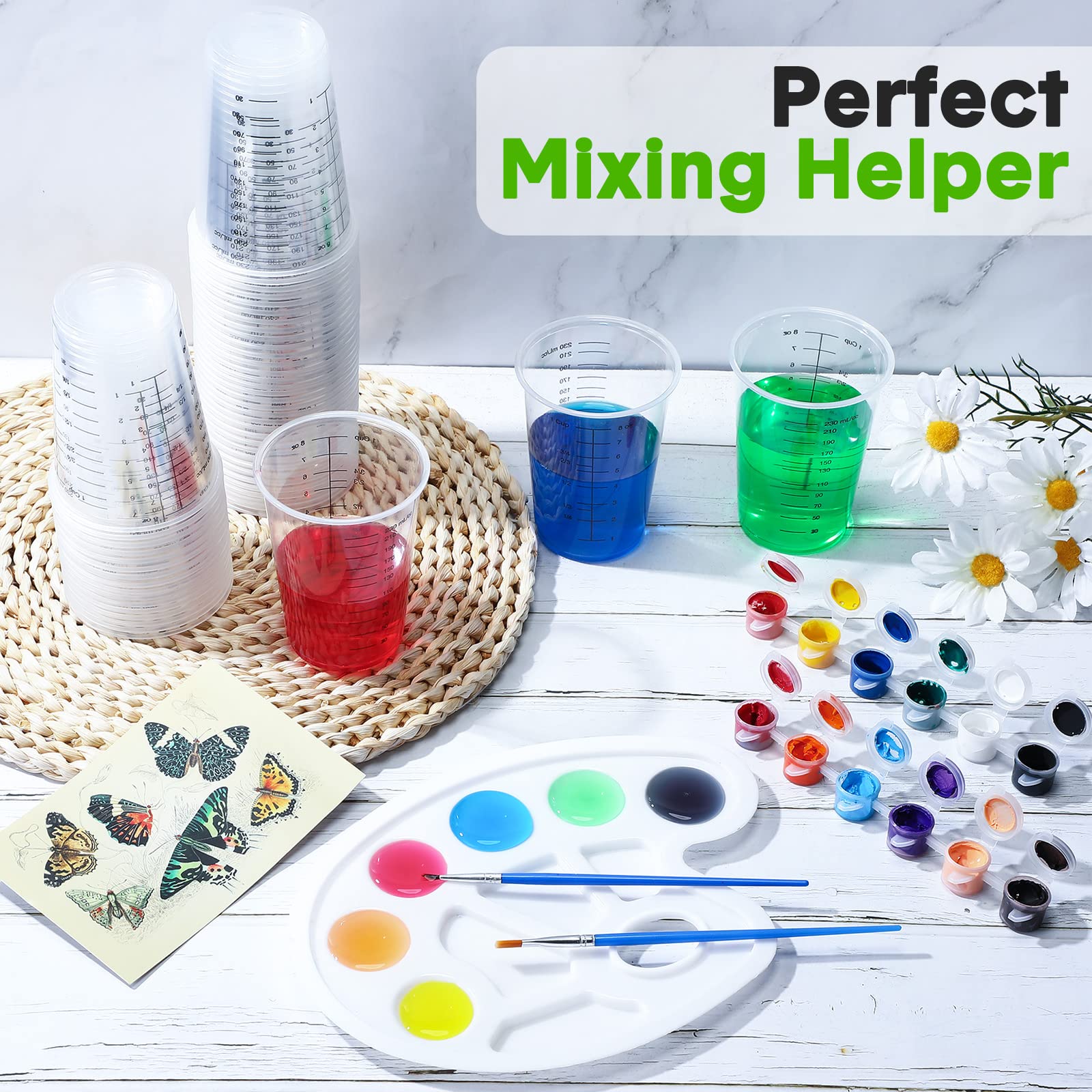 Paquete de 50 tazas medidoras de Yunsailing, ideal para reemplazo frecuente y diferentes recetas.