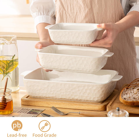 Bandeja YUN TAO cerámica rectangular con borde suave para hornear.