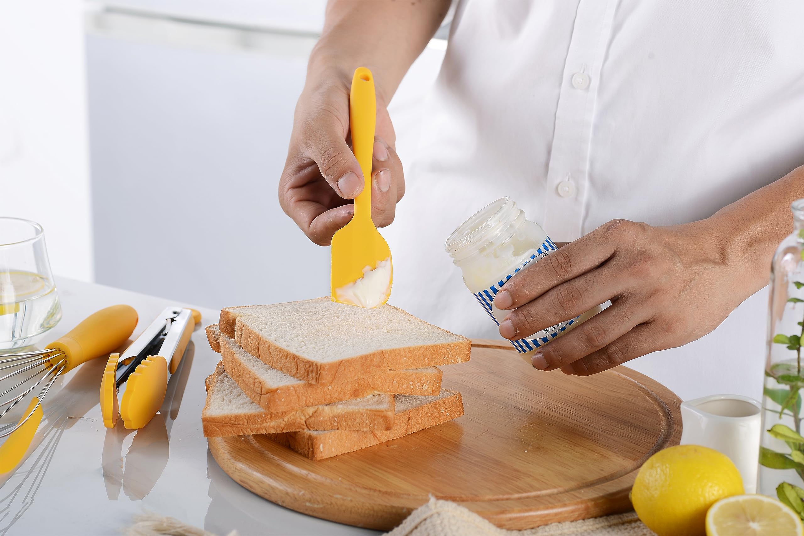 Pinzas de silicona YunWuCloud amarillo útiles para cocinar sin rayar