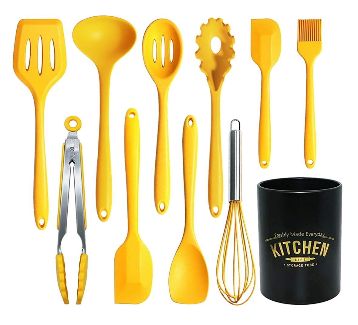 YunWuCloud 11 piezas de silicona para cocina en amarillo, resistente al calor