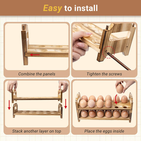 Yuoyar huecos redondeados para sostén estable y ventilación de huevos.