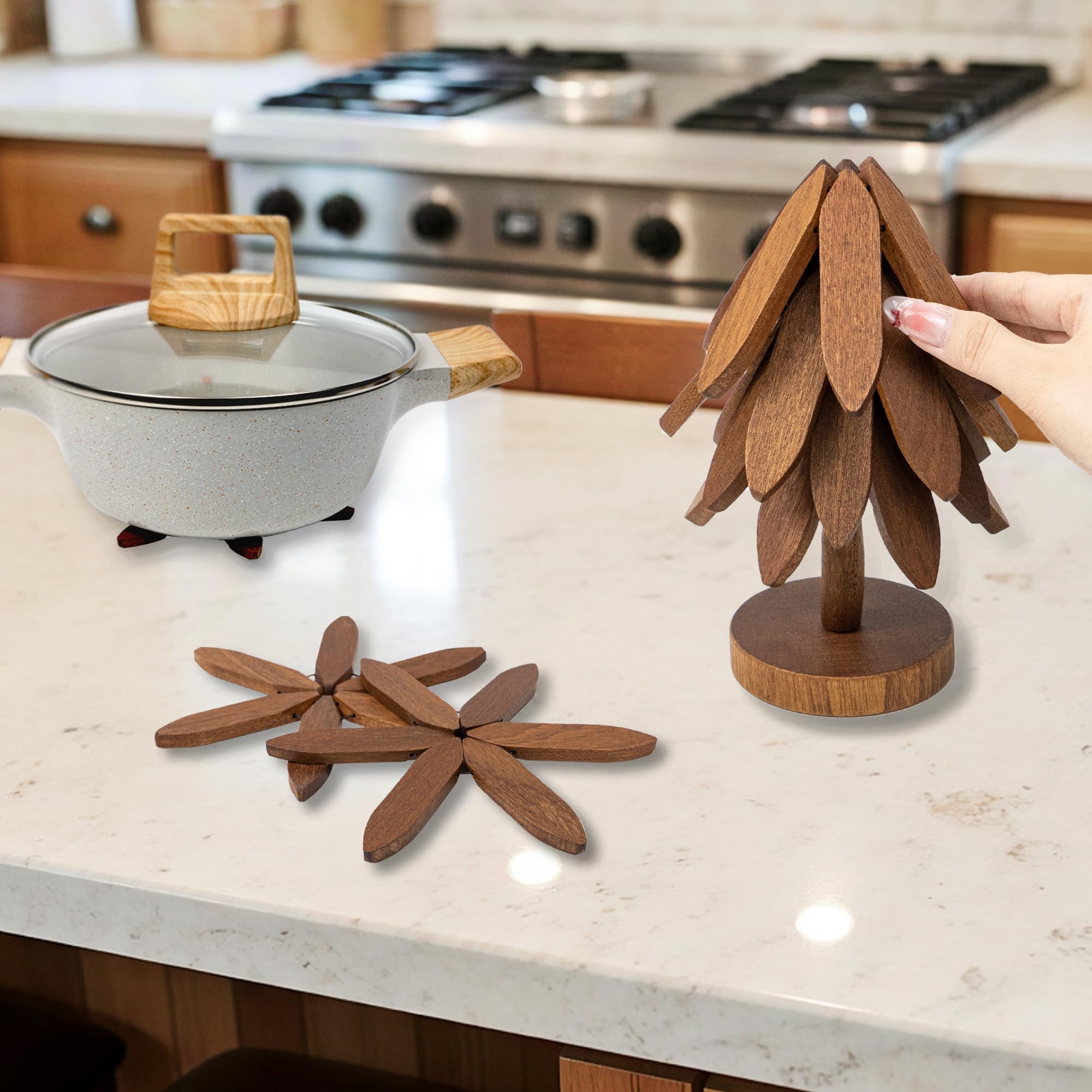 Yuoyar conjunto de posavasos árbol de madera resistente para uso diario