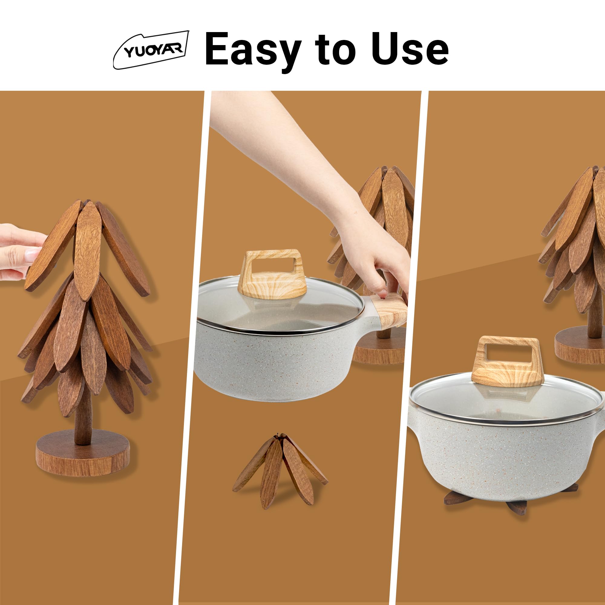 Yuoyar posavasos árbol Sapeli con soporte compacto