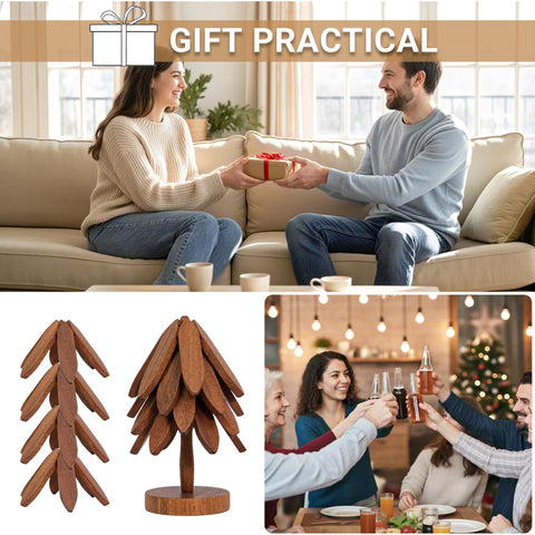 Yuoyar posavasos árbol Sapeli con diseño natural para proteger mesas
