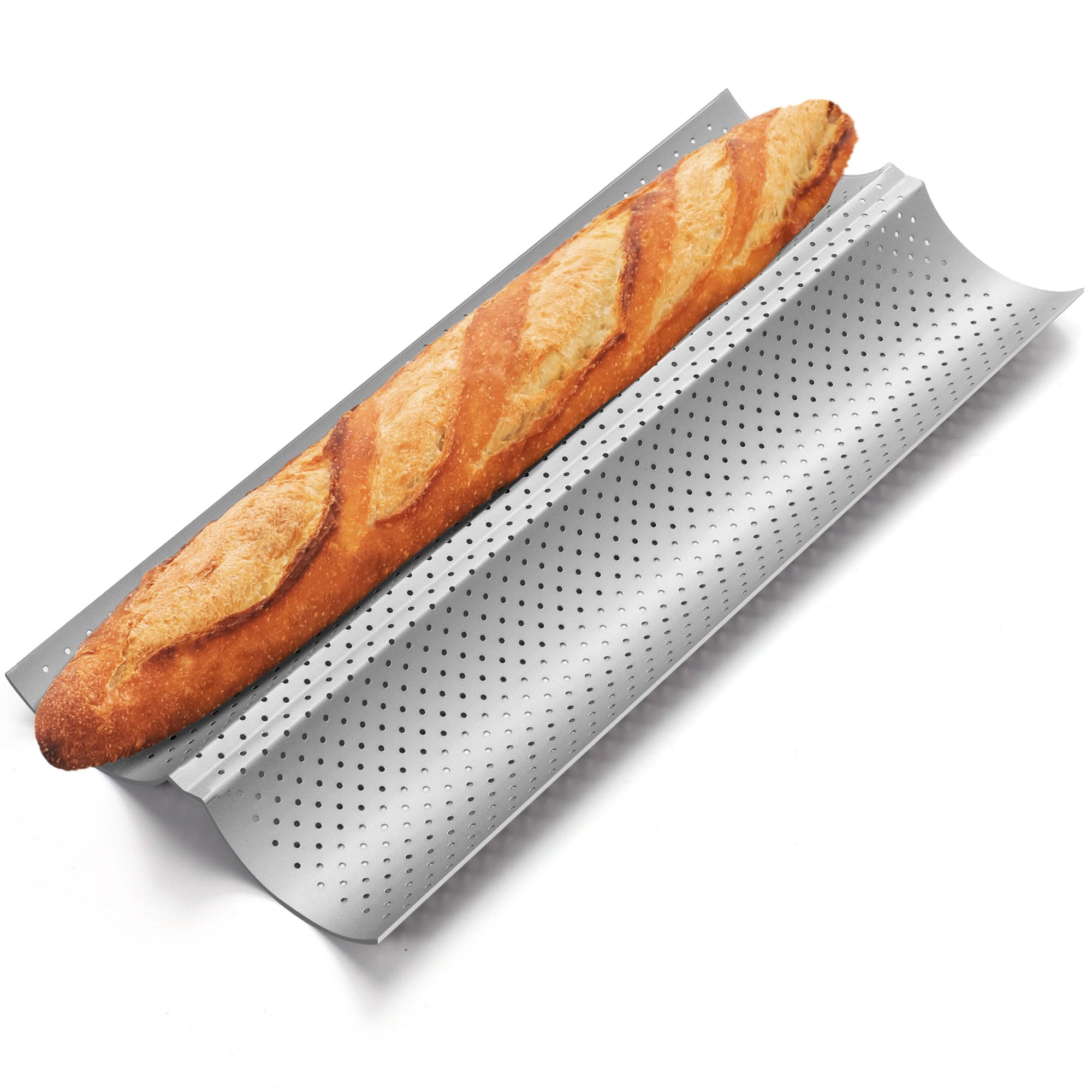 Bandeja Yupjlia para baguette perforada frontal, horneado uniforme y dos hogazas