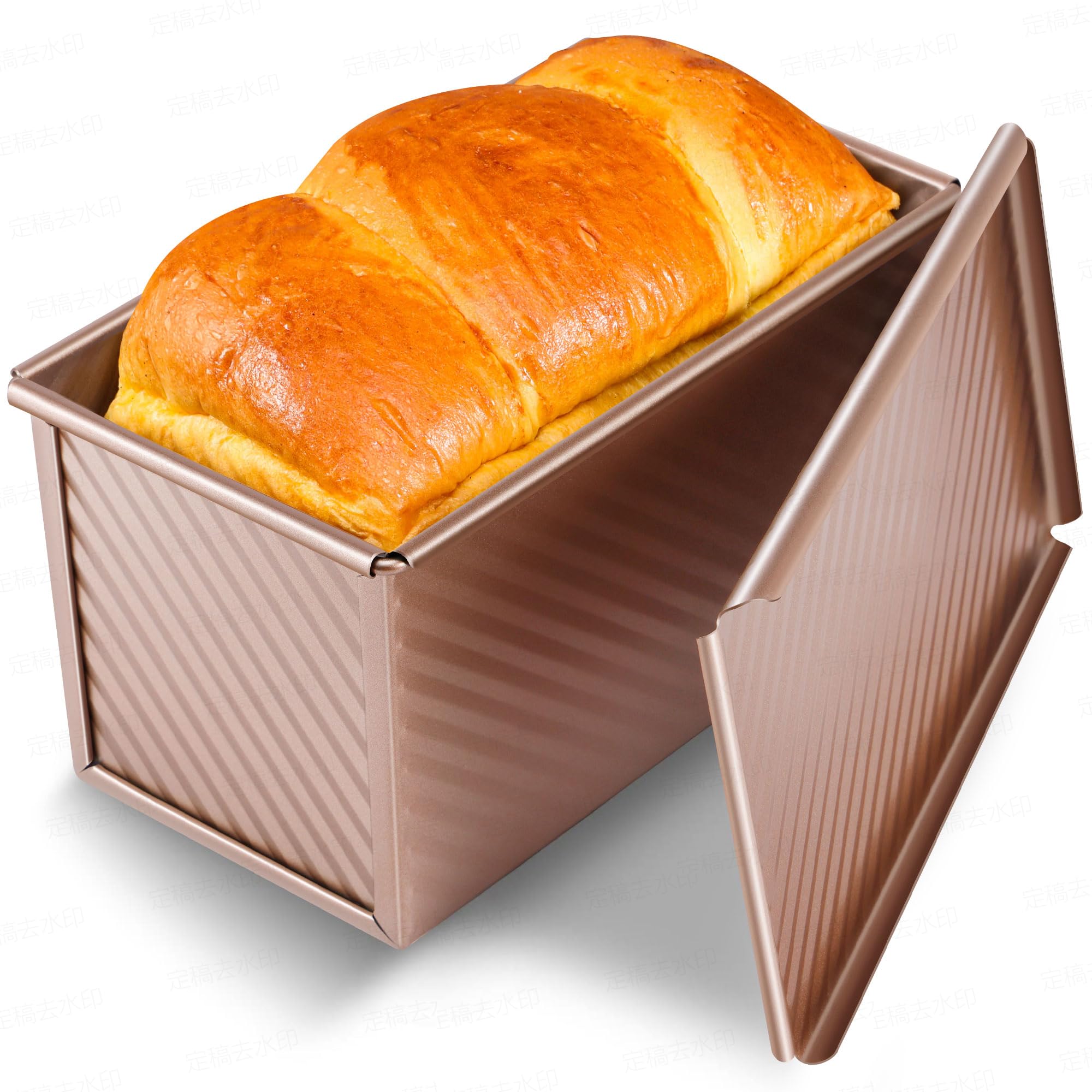 Yupjlia Pullman Pan con tapa, vista frontal para hornear pan uniforme y con forma precisa.