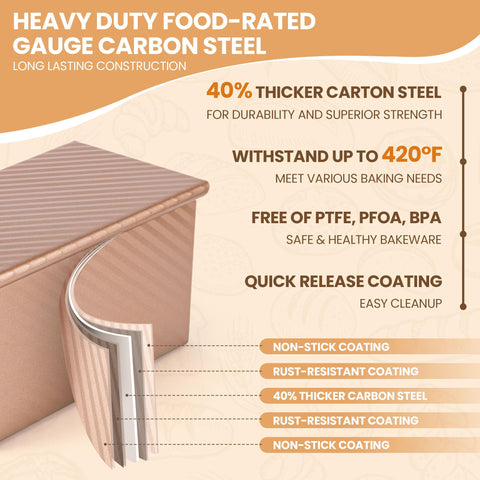 Yupjlia Pullman Pan construcción de acero al carbono resistente para uso prolongado.